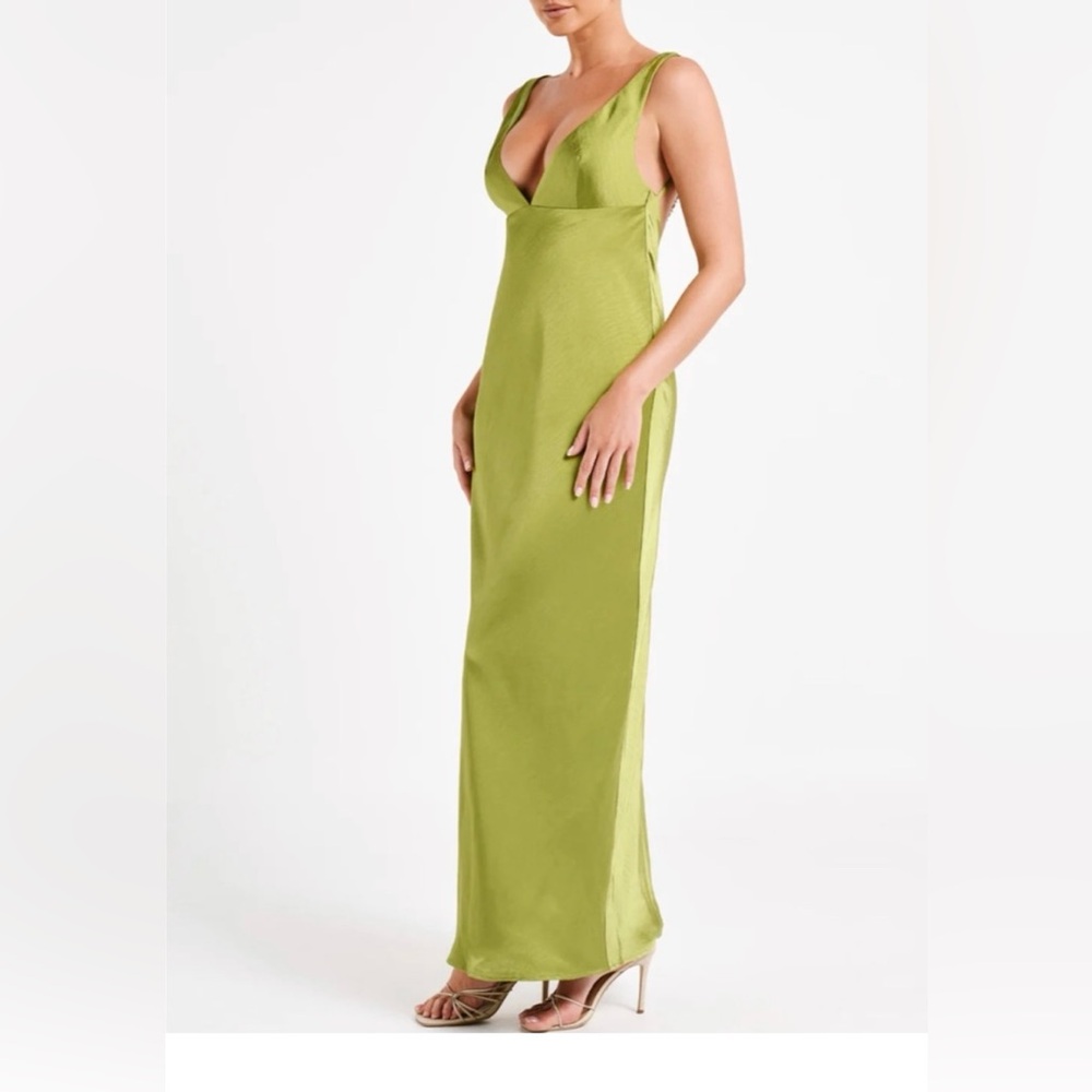 CARMELITA Open Back Pearl Maxi Dress - Parakeet Green